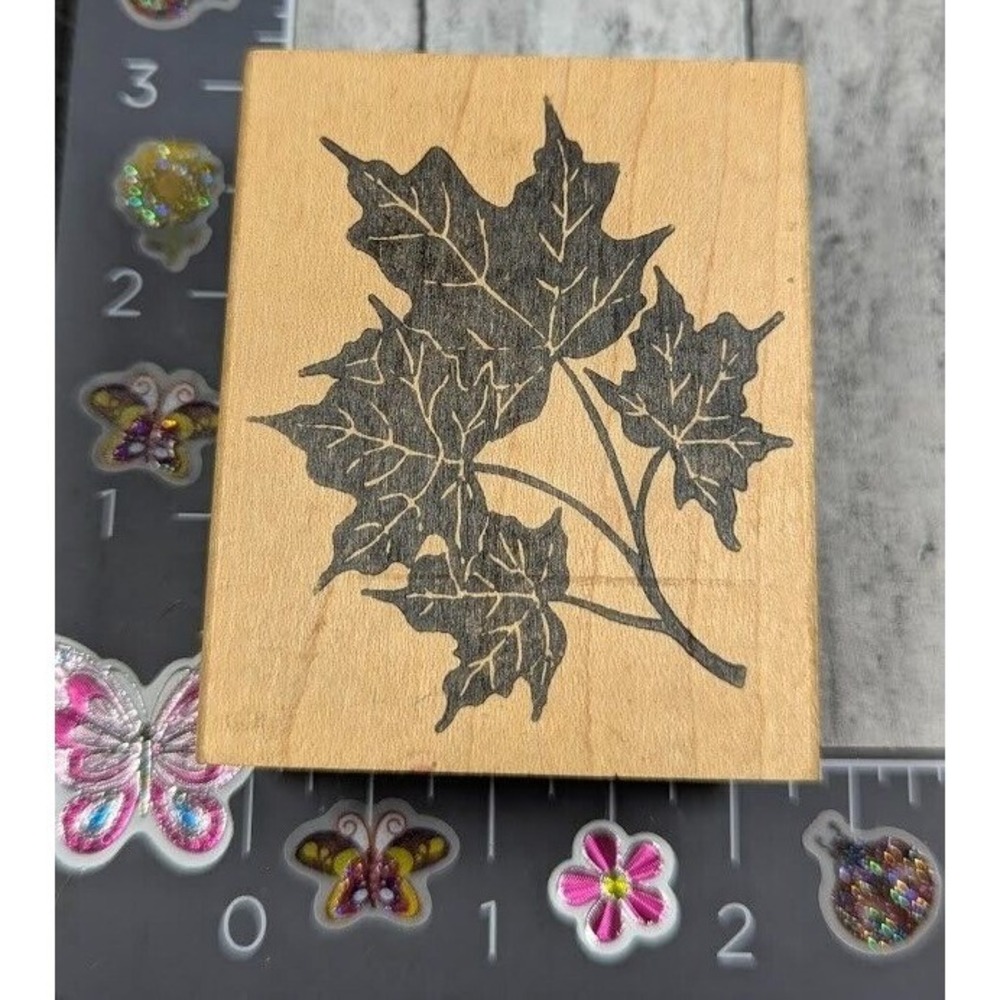 Northwoods Leaves Branch Detailed Plant Rubber Stamp Wood #F13